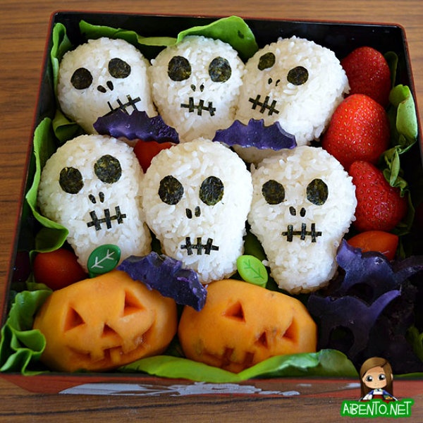 6. Grim Skeletons & Happy Pumpkins Bento