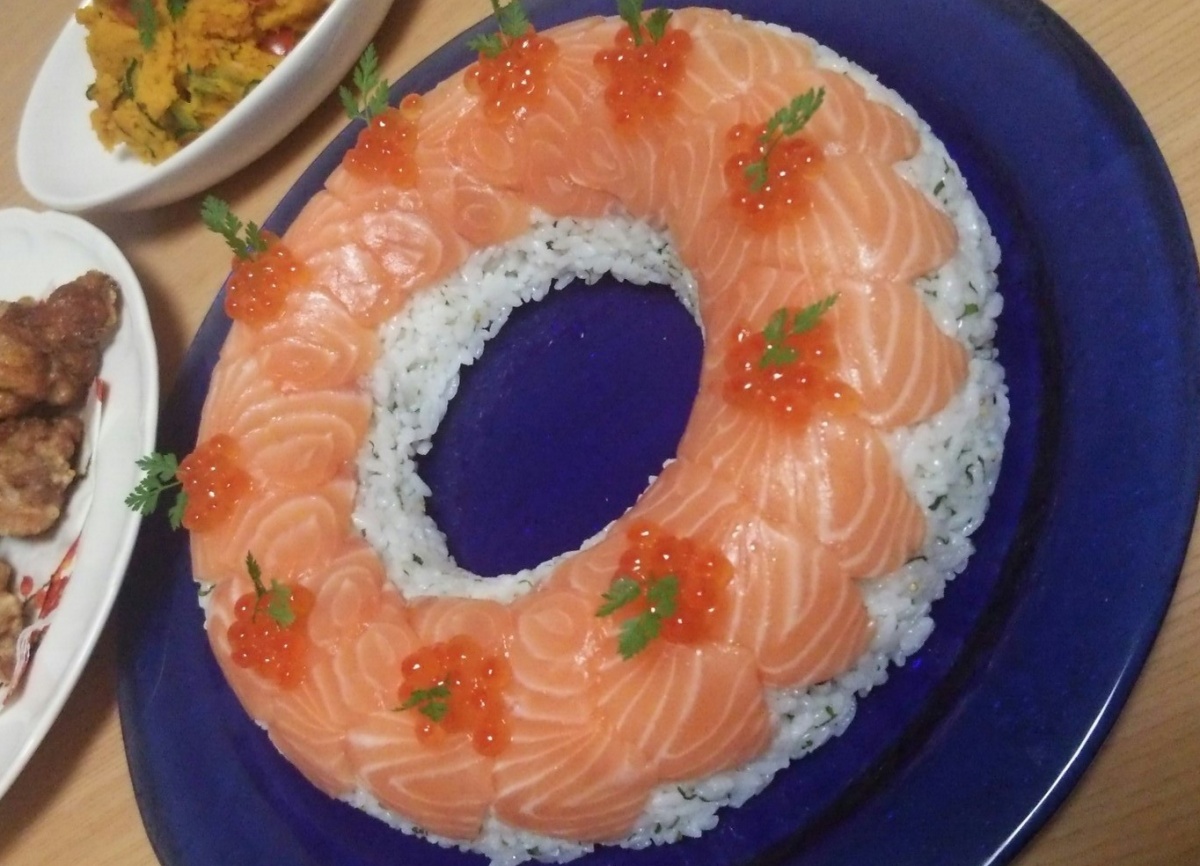 鮭魚壽司蛋糕
