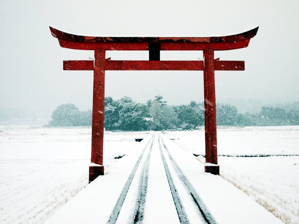 1. เสา Torii และเจดีย์