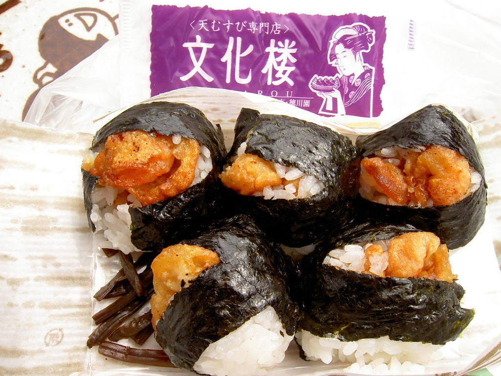 8. Tenmusu – authentic tempura rice balls great for take-out