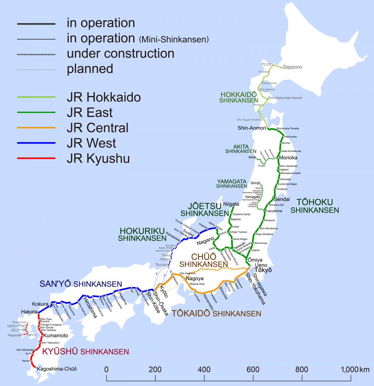 แผนที่รถไฟญี่ปุ่น