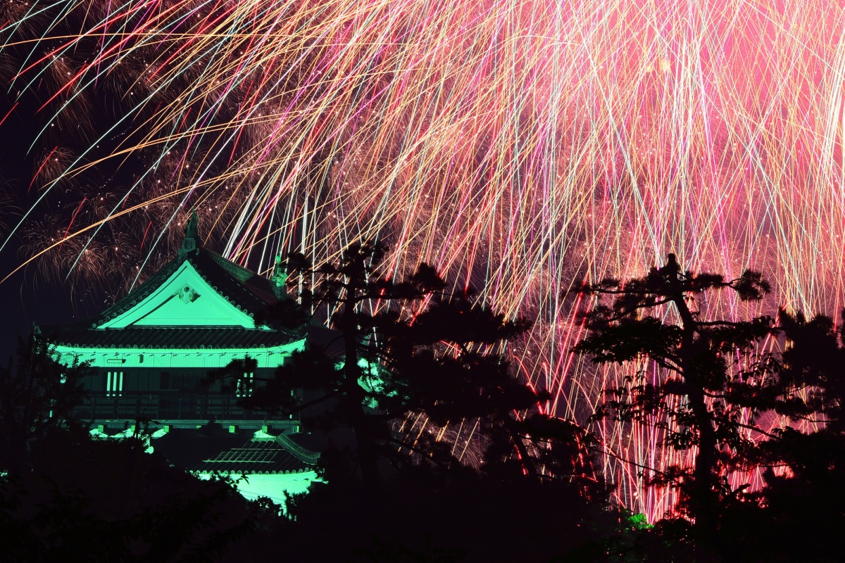 10.เทศกาลดอกไม้ไฟ ที่ปราสาทโอคาซากิ (Okazaki Castle Lord Ieyasu Summer Festival Fireworks  Aichi)