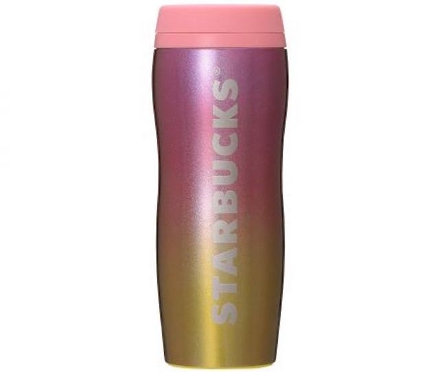 Curved Stainless Steel Bottle in Pink & Yellow (¥3,800/US$35)