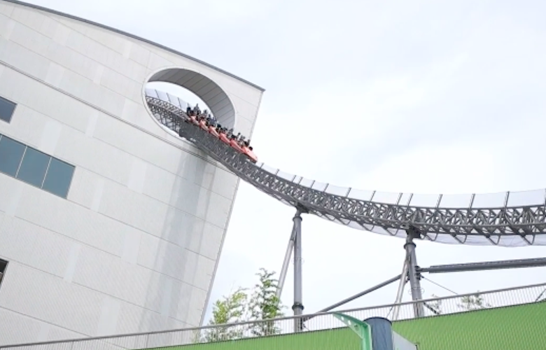 Ride a Roller Coaster through a Building