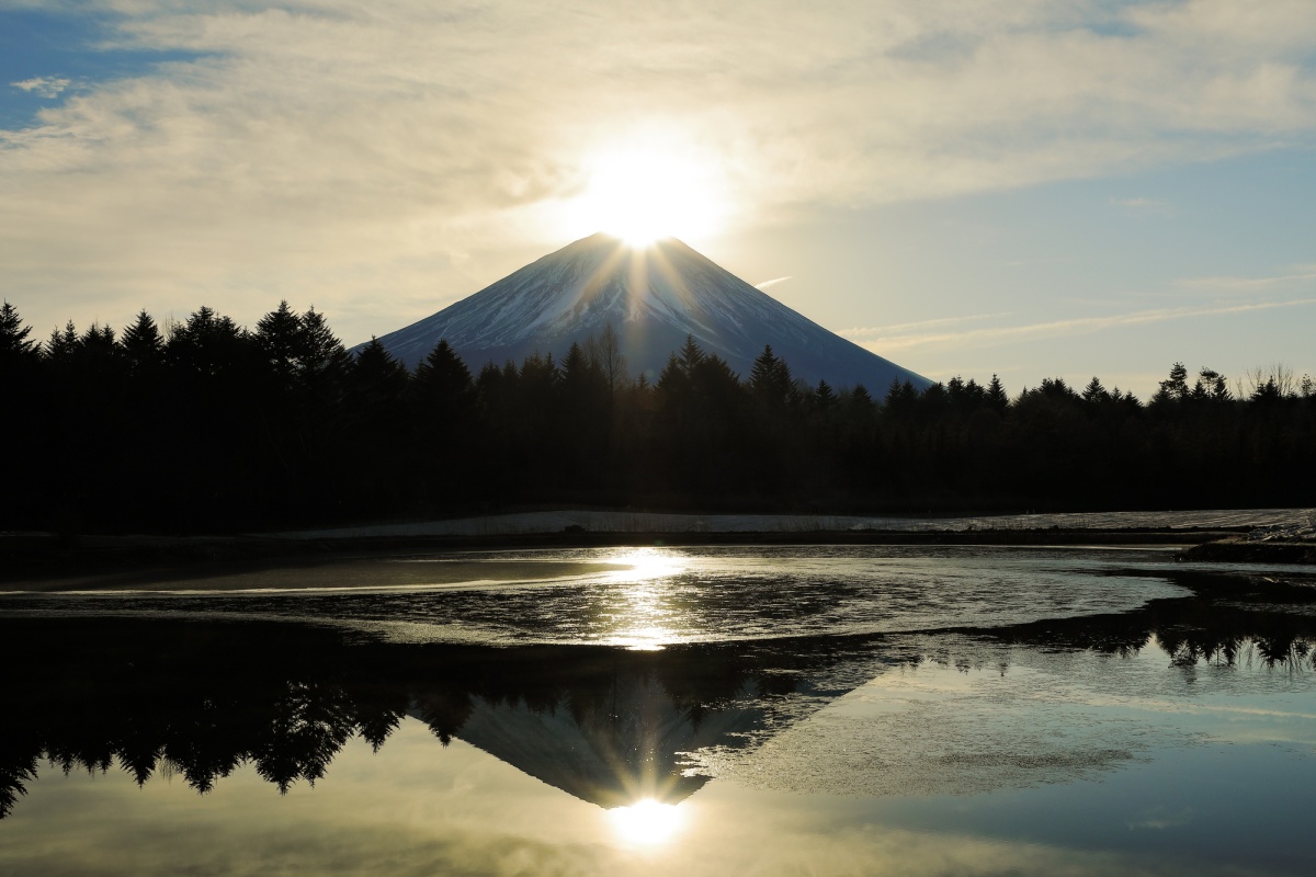 富士本栖湖渡假村的鑽石富士