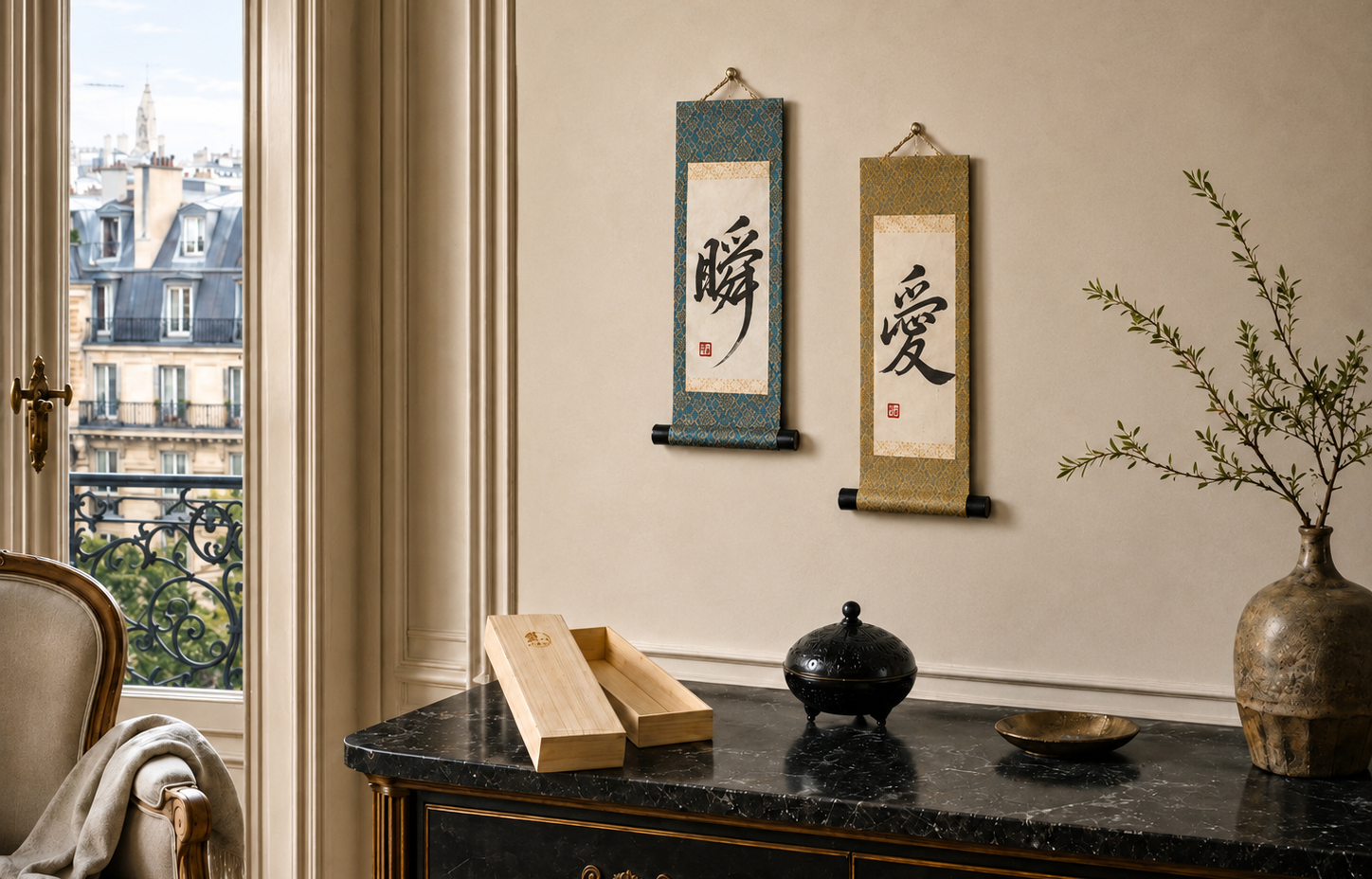 日本で出会った「新しい自分」を、一文字に。書家が贈るミニ掛け軸「Wish Scroll」